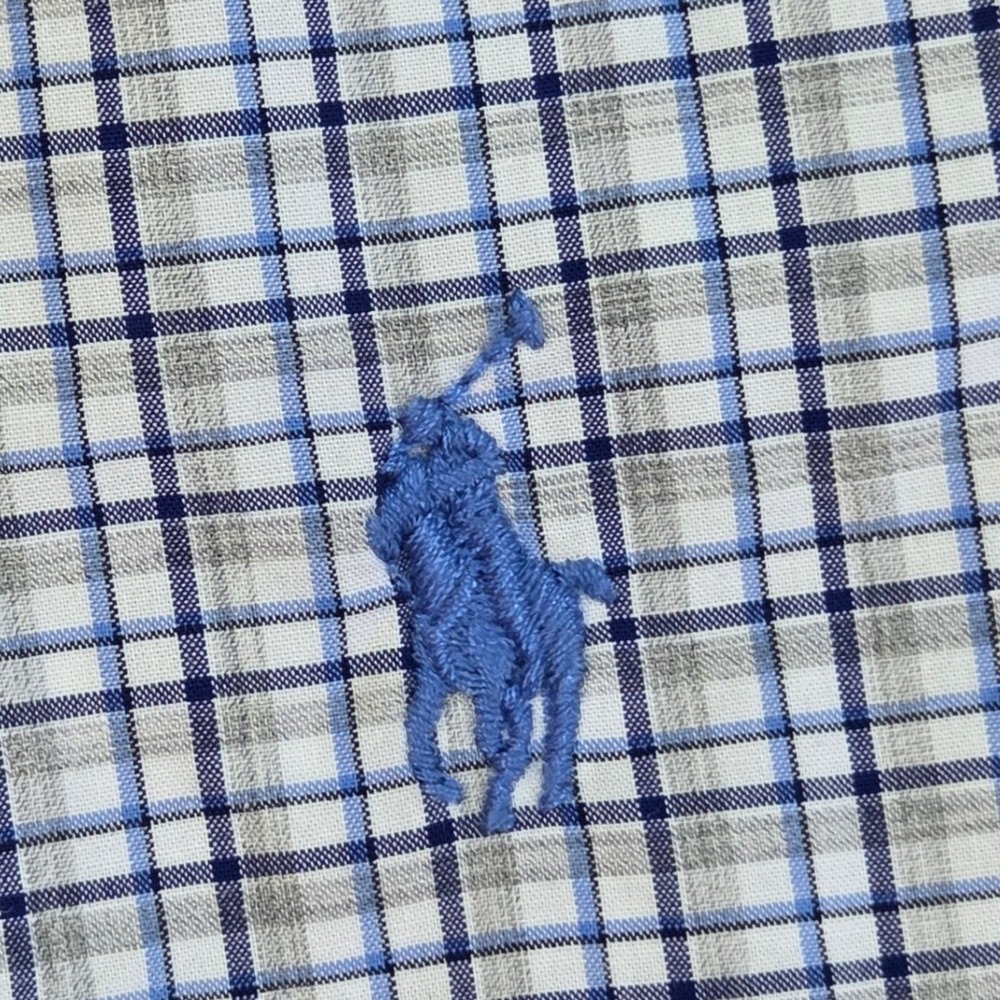 Polo Ralph Lauren Button Down Shirt Mens S Stretch Cotton Check Blue White 80ch - Picture 5 of 8